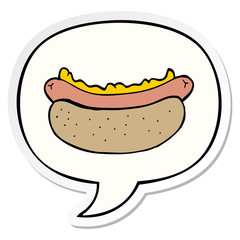 cartoon hotdog and speech bubble sticker