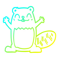 cold gradient line drawing cartoon beaver