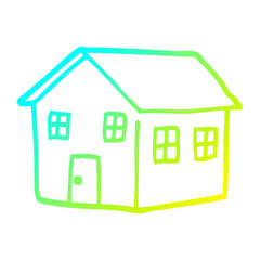 cold gradient line drawing cartoon traditional house