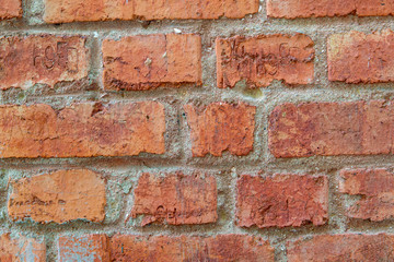 Brick wall texture background . Wall of old brick.