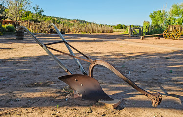 Vintage Horse-drawn Turning Plow in Living History Museum at Pipe Spring National Monument in...