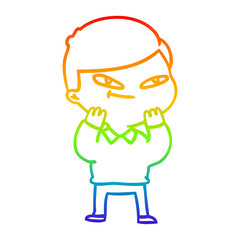 rainbow gradient line drawing cartoon boy