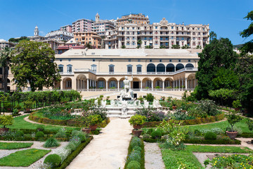 Obraz premium Genova, Italy. Palazzo Andrea Doria. Palace on the beach. Summer. Beautiful garden.