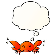 cartoon crab and thought bubble in smooth gradient style