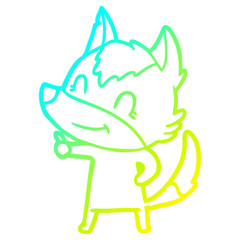 cold gradient line drawing friendly cartoon wolf