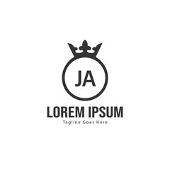 Initial JA logo template with modern frame. Minimalist JA letter logo vector illustration