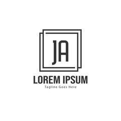 Initial JA logo template with modern frame. Minimalist JA letter logo vector illustration
