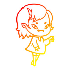 warm gradient line drawing cartoon friendly vampire girl