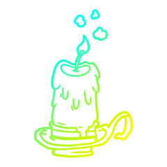 cold gradient line drawing old spooky candle in candleholder