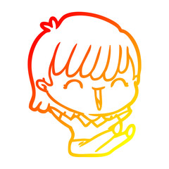 warm gradient line drawing cartoon woman