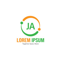 Initial JA logo template with modern frame. Minimalist JA letter logo vector illustration