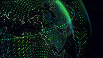 Digital Earth Global network concept 3d animation