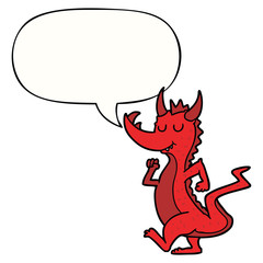 cartoon cute dragon and speech bubble