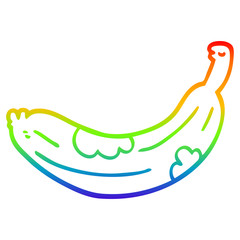 rainbow gradient line drawing cartoon turning banana