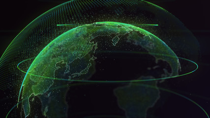 Digital Earth Global network concept 3d animation