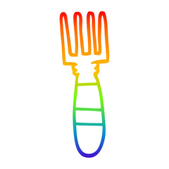 rainbow gradient line drawing cartoon fork