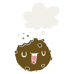 cartoon cookie and thought bubble in retro style