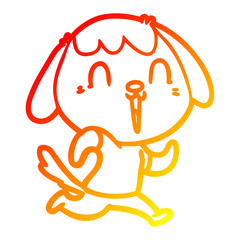 warm gradient line drawing cute cartoon dog