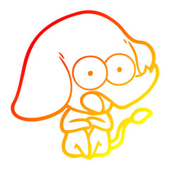 warm gradient line drawing cute cartoon elephant