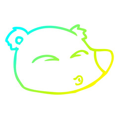 cold gradient line drawing cartoon bear face