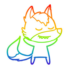rainbow gradient line drawing friendly cartoon wolf