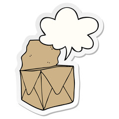 cartoon package and speech bubble sticker