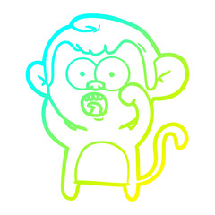 cold gradient line drawing cartoon shocked monkey