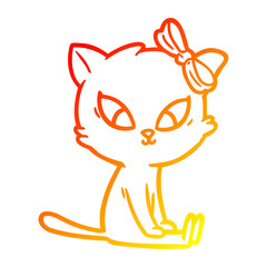 warm gradient line drawing cartoon cat