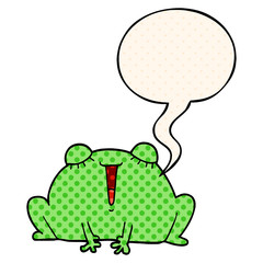 cute cartoon frog and speech bubble in comic book style