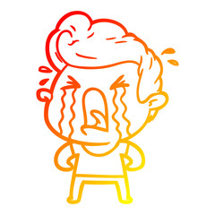 warm gradient line drawing cartoon crying man