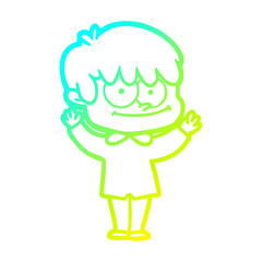 cold gradient line drawing happy cartoon man