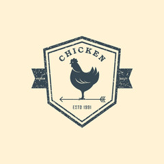 Premium chicken logo. Labels, badges and design elements. Retro style. Vector Illustration.