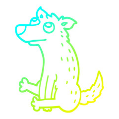 cold gradient line drawing cartoon dog sitting