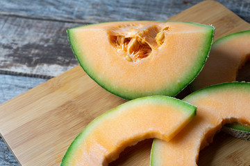 sweet and tasty  cantaloupe melon  cutted