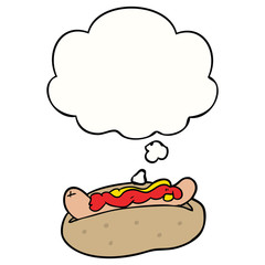 cartoon hotdog and thought bubble