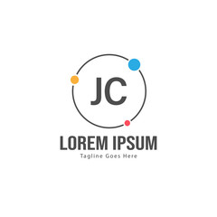 Initial JC logo template with modern frame. Minimalist JC letter logo vector illustration