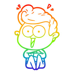 rainbow gradient line drawing cartoon man