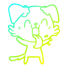 cold gradient line drawing cartoon panting dog