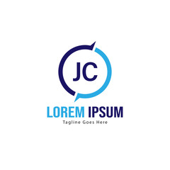 Initial JC logo template with modern frame. Minimalist JC letter logo vector illustration