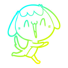 cold gradient line drawing cute cartoon dog