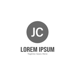 Initial JC logo template with modern frame. Minimalist JC letter logo vector illustration