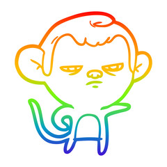 rainbow gradient line drawing cartoon monkey