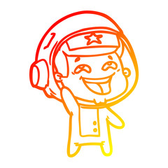 warm gradient line drawing cartoon laughing astronaut
