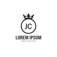 Initial JC logo template with modern frame. Minimalist JC letter logo vector illustration