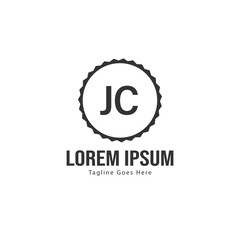 Initial JC logo template with modern frame. Minimalist JC letter logo vector illustration