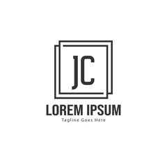 Initial JC logo template with modern frame. Minimalist JC letter logo vector illustration