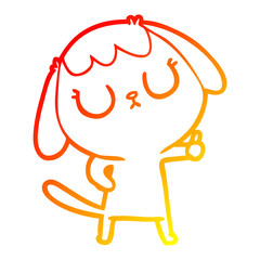 warm gradient line drawing cute cartoon dog