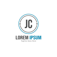 Initial JC logo template with modern frame. Minimalist JC letter logo vector illustration