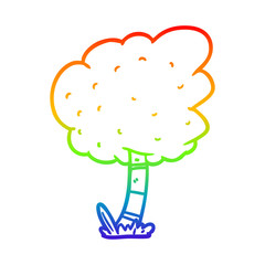 rainbow gradient line drawing Cartoon tree