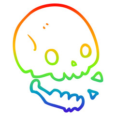 rainbow gradient line drawing cartoon spooky skull